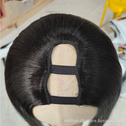 Wholesale Straight Human Hair Wigs For Black Women Peruvian Hair Wigs Cheap U Part Wig Glueless Remy Human Hair